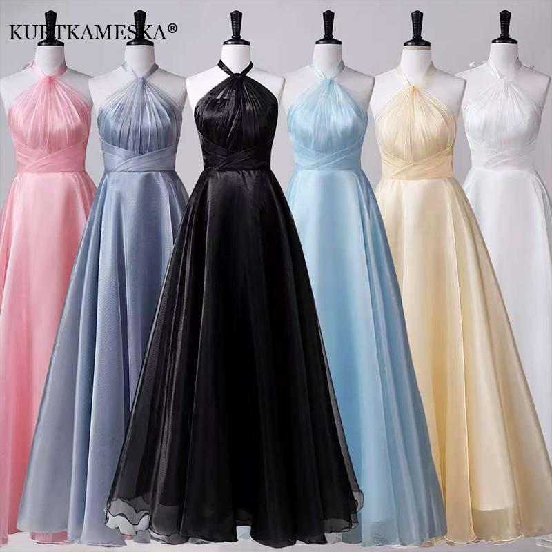Men'S Formal Wear For Wedding Guest - Multi-Color Halter Neck A-Line Bridesmaid Dress