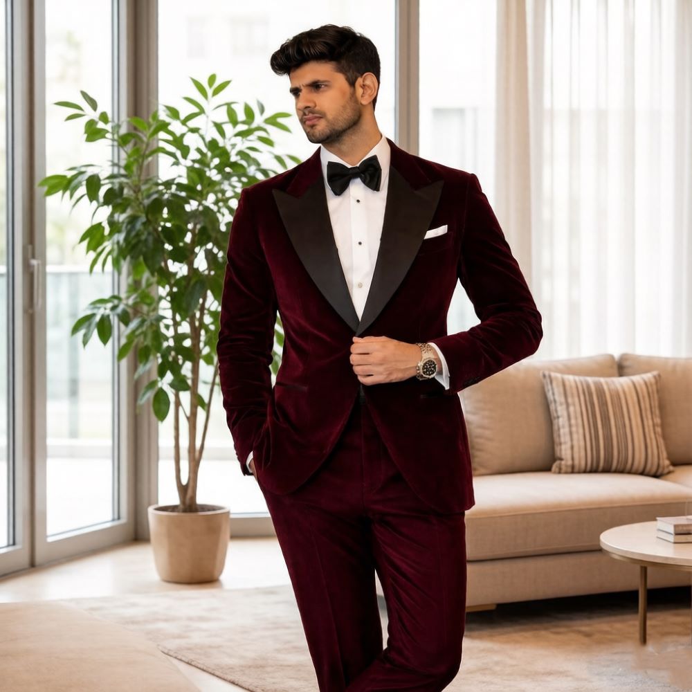 Men Formal Wear Jacket - Velvet Suits for Men Slim Fit