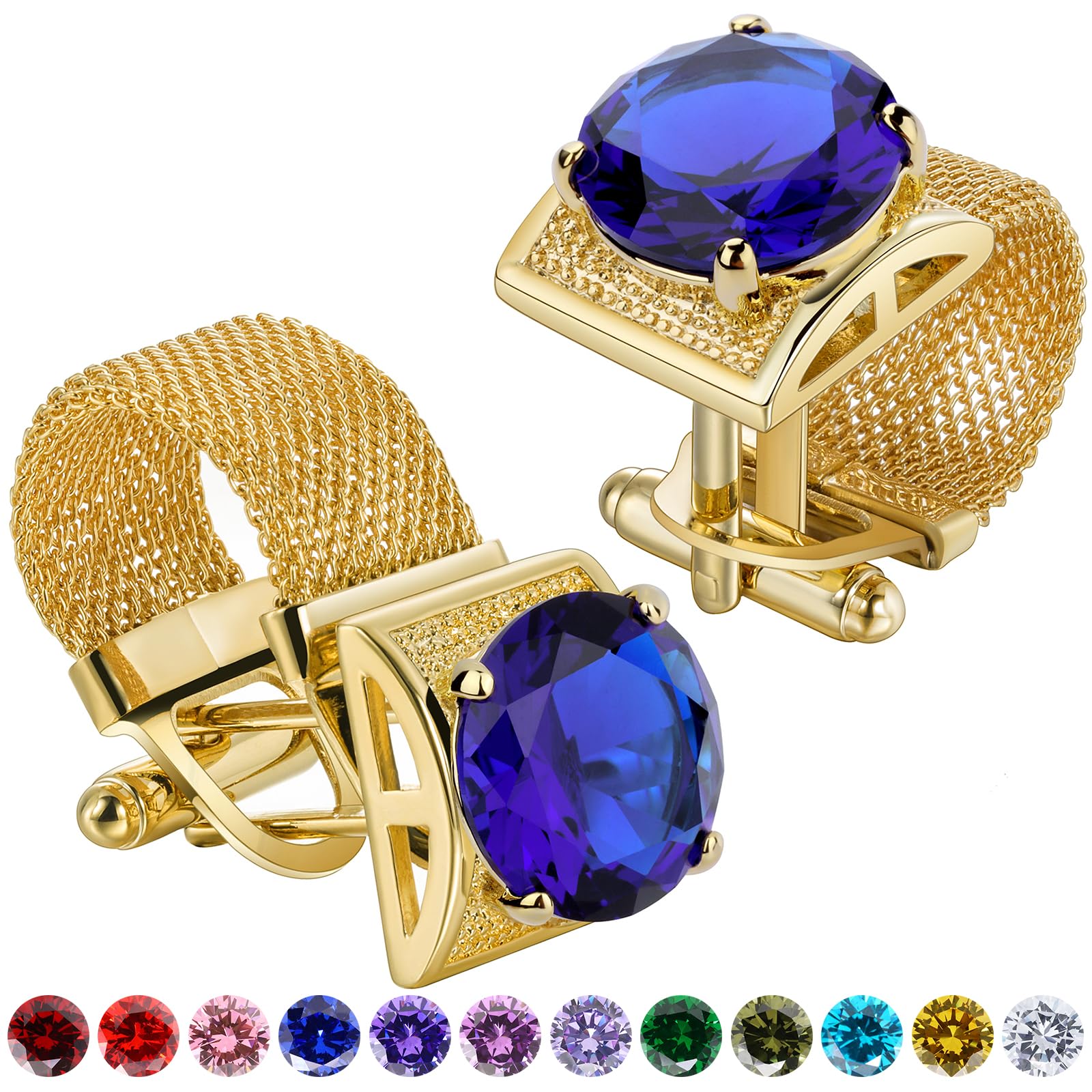 Dress Shirt French Cuff - HAWSON Birthstone cuff Mens Crystal Cufflinks