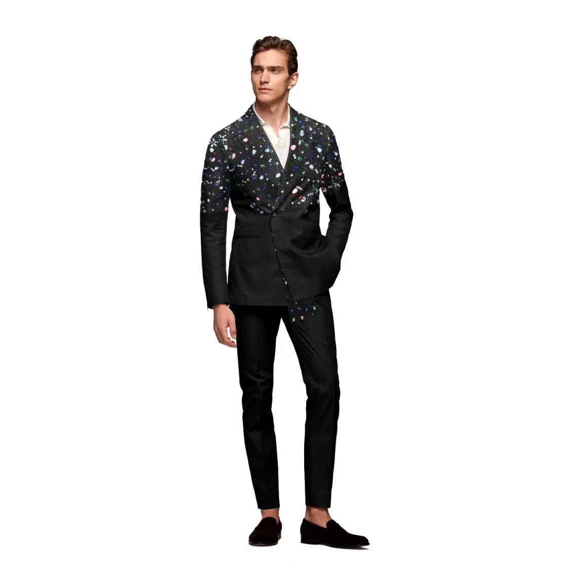 Black Men Suit Set 2 Pieces Cr - đánh giá và giá Formal Wear Jersey For Men