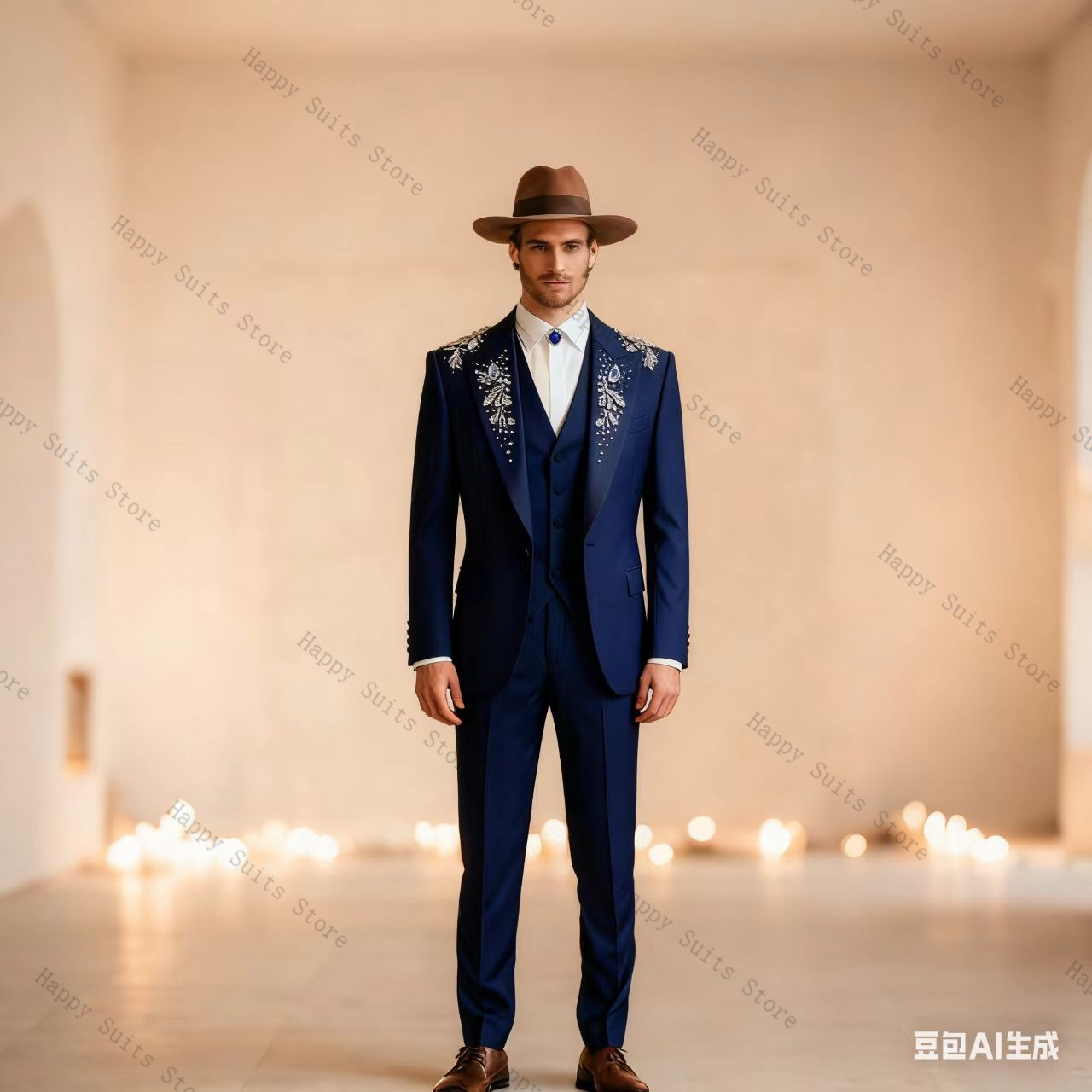 Blue Crystals Men Suit Set 3 P - đánh giá và giá Formal Wear Jersey For Men