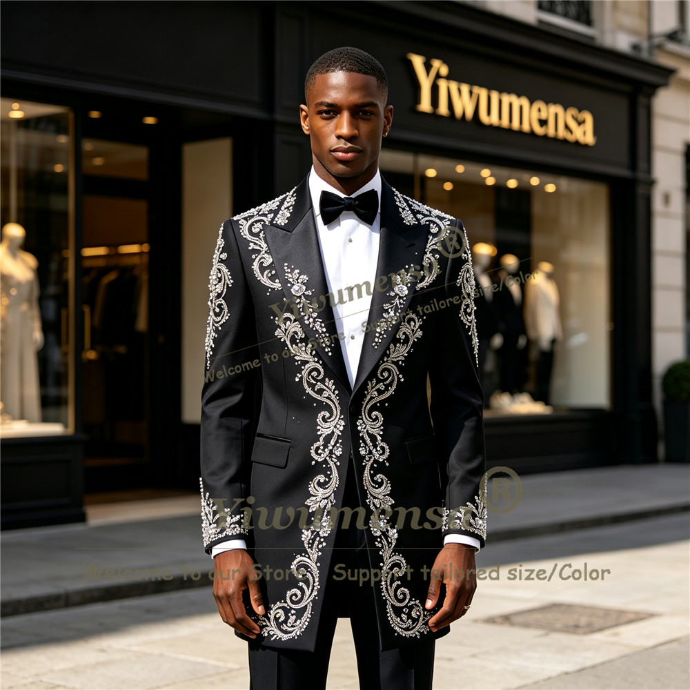 Handmade Crystals Beading Suit - đánh giá và giá Men Formal Wear Jacket