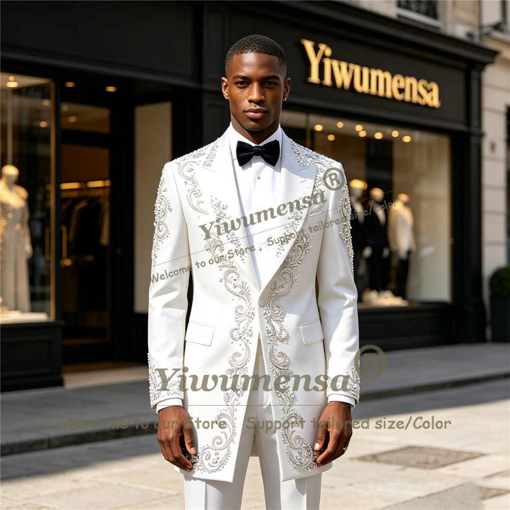 Handmade Crystals Beading Suit - đánh giá và giá Men Formal Wear Jacket