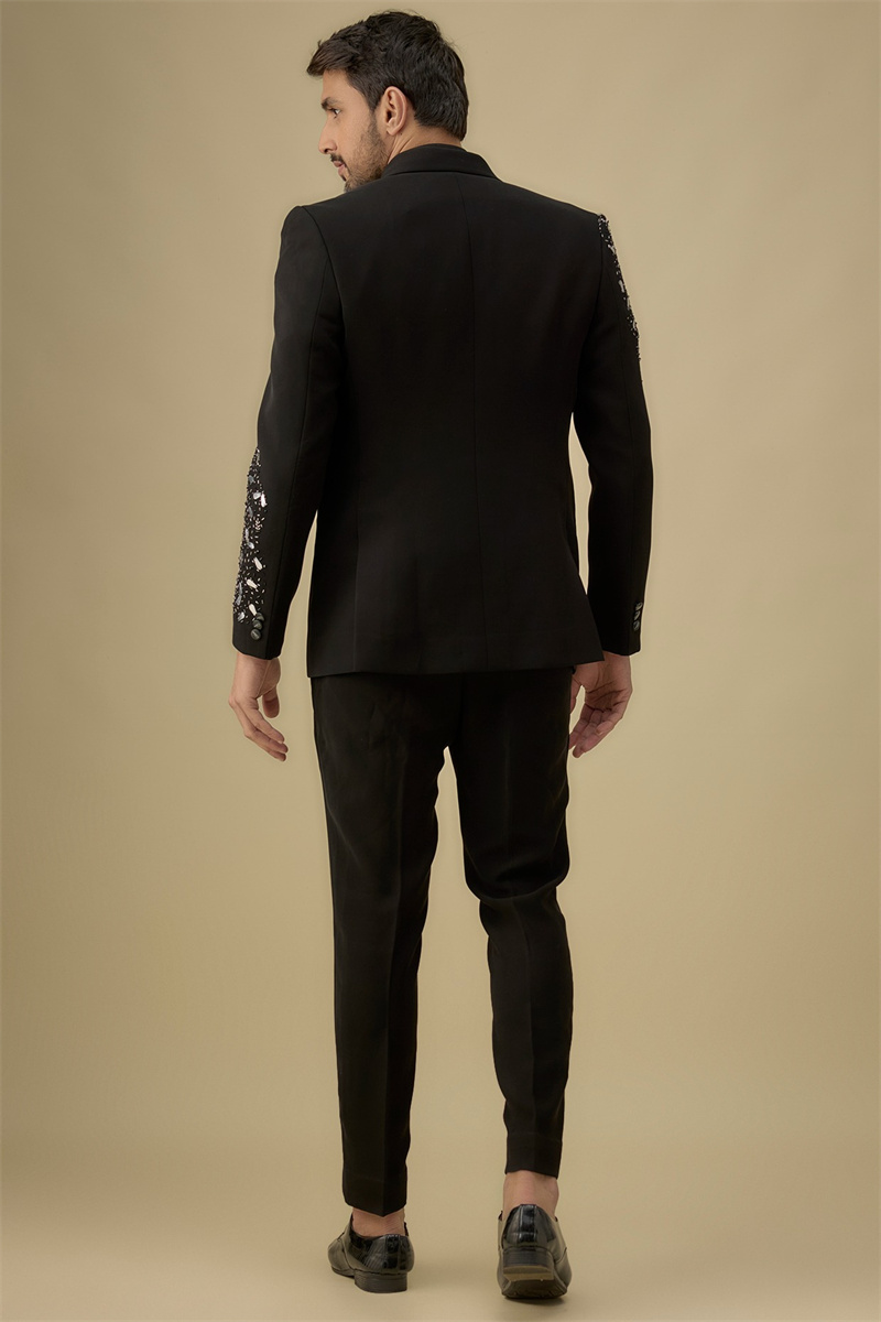 Crystals Black Men Suit Set 2  - đánh giá và giá Formal Wear Jersey For Men